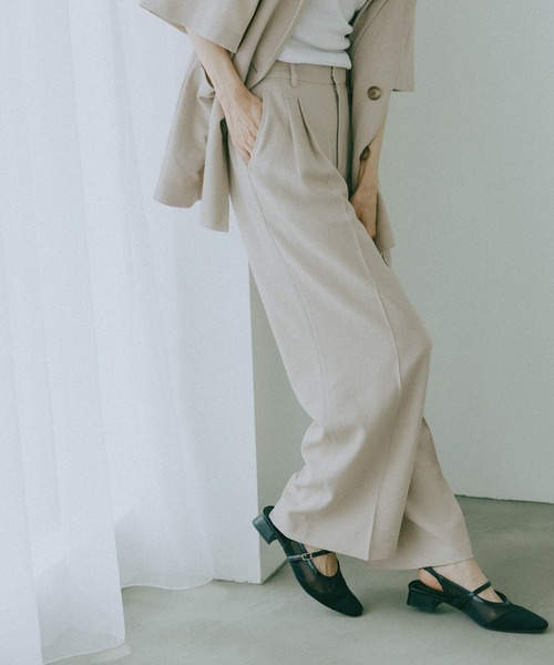 ワイドパンツ パンツ お手入れラクラクセットアップ/ワイドパンツ/632905 レディースの画像