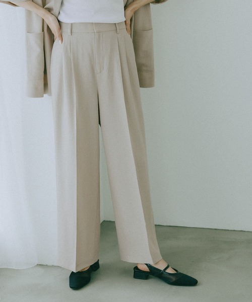 ワイドパンツ パンツ お手入れラクラクセットアップ/ワイドパンツ/632905 レディースの画像