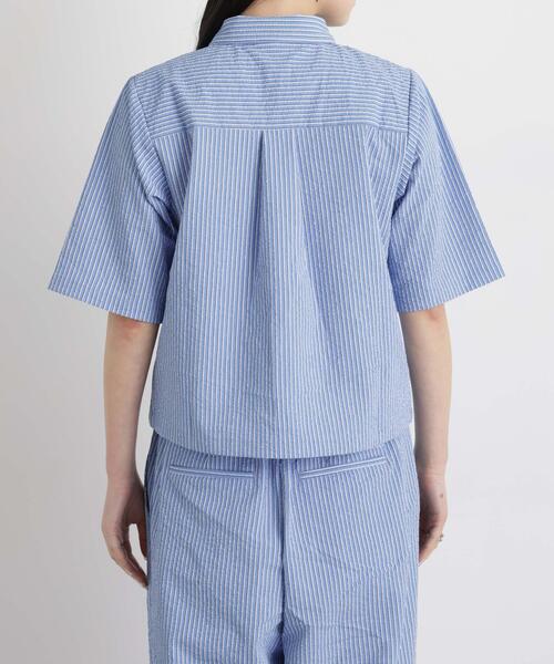 ブラウス シャツ THOUSAND MILE/SEERSUCKER STRIPE SHIRT(セットアップ可) レディースの画像
