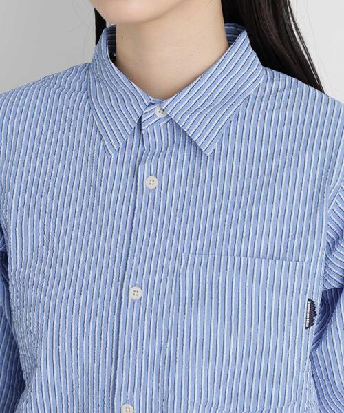 ブラウス シャツ THOUSAND MILE/SEERSUCKER STRIPE SHIRT(セットアップ可) レディースの画像