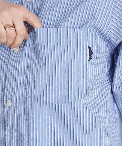 ブラウス シャツ THOUSAND MILE/SEERSUCKER STRIPE SHIRT(セットアップ可) レディースの画像