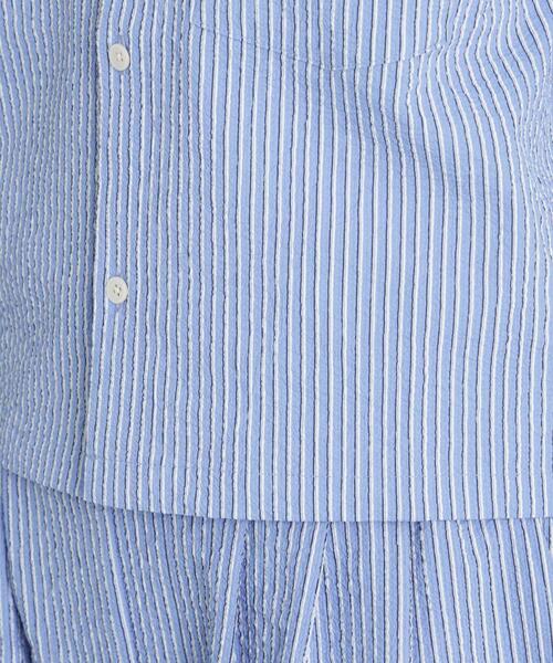 ブラウス シャツ THOUSAND MILE/SEERSUCKER STRIPE SHIRT(セットアップ可) レディースの画像