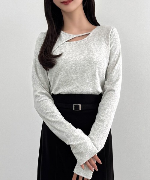 「CENEA」 長袖カットソー LARGE チャコール レディース_画像5