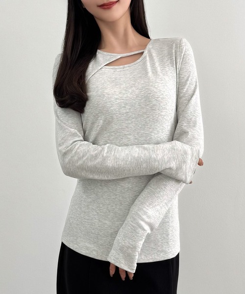 「CENEA」 長袖カットソー LARGE チャコール レディース_画像8