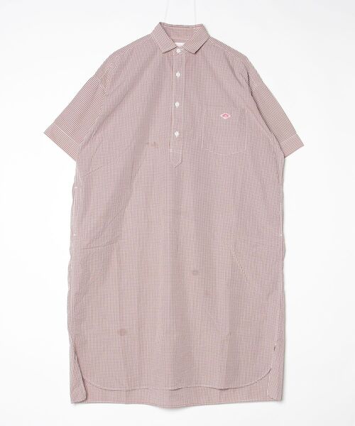Danton（ダントン） チェック柄シャツワンピース 36 ブラウン
