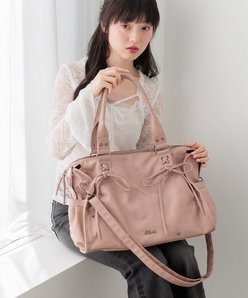 Heather（ヘザー） トートバッグ 「PC収納可」LACE UP リボンボストン