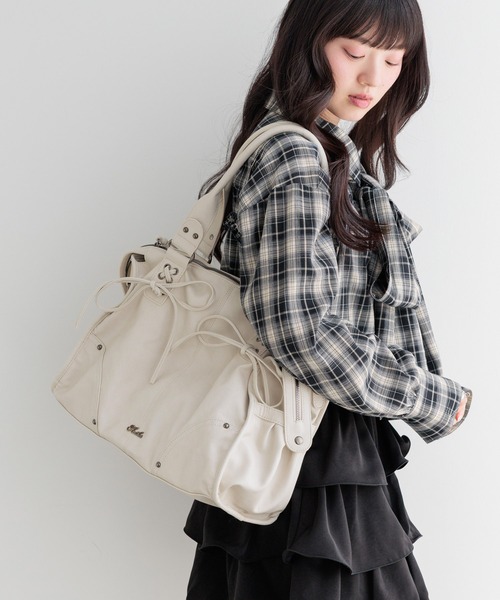 Heather（ヘザー） トートバッグ 「PC収納可」LACE UP リボンボストン 