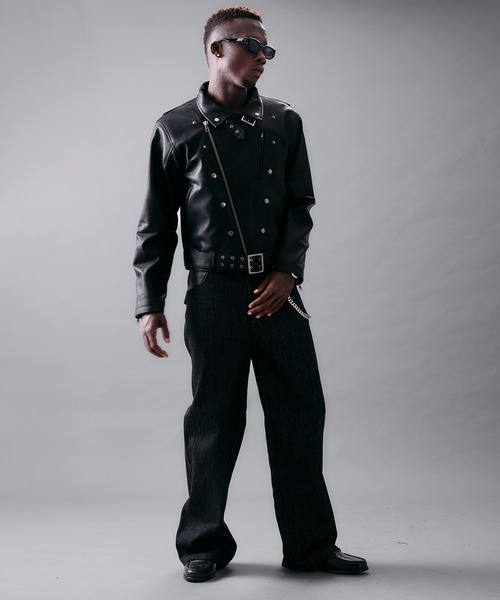 ANDER HUNK by FTW レザージャケット ブラック Lサイズ　完売 ANDER HUNK 革ジャン ライダース Metal Button Double Riders Jacket