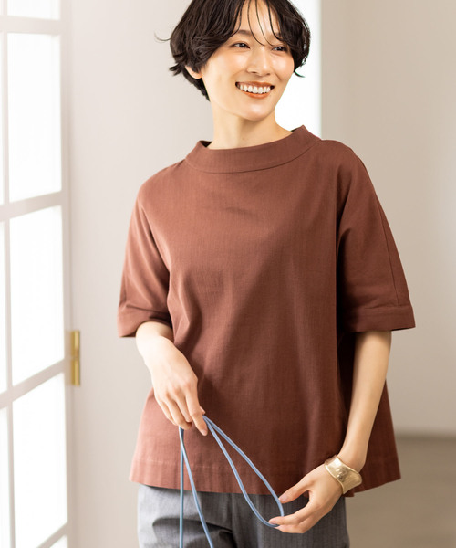 DECOY SINCE 1981 ブラウス シャツ 「高島ちぢみ」モックネックハーフ