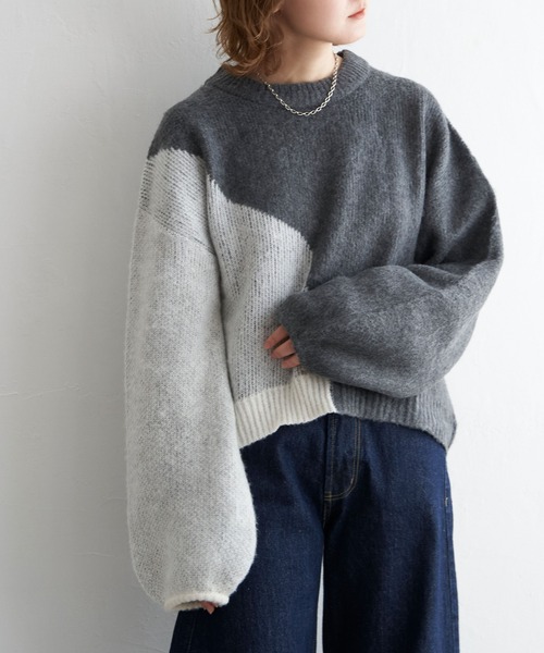 notch.（ファッション） ニット バイカラープルオーバーニット
