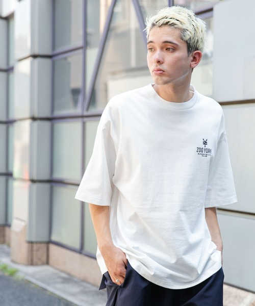 ZOO YORK ラガーシャツ ベージュ ZOO YORK/ズーヨーク 別注 ラバープリント ビッグシルエット半袖