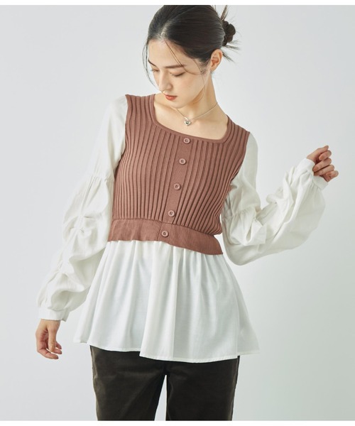 ANAP tシャツ コンビトップス「親子お揃い」 レディース