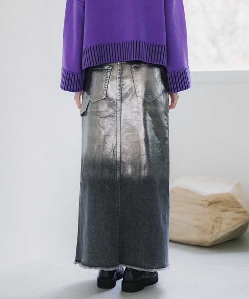 【新品】PUBLIC TOKYO メタリックデニムスカート PUBLIC TOKYO デニムスカート メタリックデニムスカート