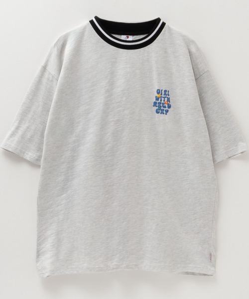 ERL プリントコットンTシャツ RED CAP GIRL tシャツ 発泡プリントラインリブ T-shirt メンズ