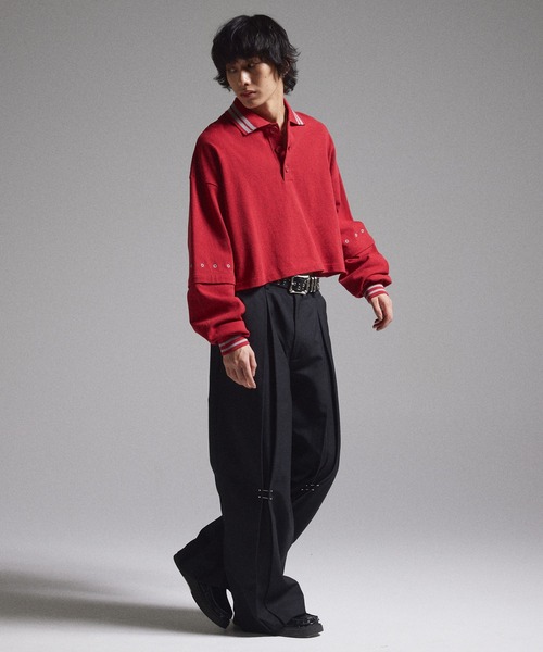 【GRANCY】ジップレイヤード ワイドショート ポロシャツ Lサイズ GRANCY ポロシャツ 「GRANCY」Ziplayered Wideshort Poloshirt