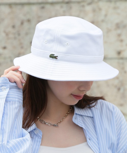 LACOSTE 帽子 ハット 「LACOSTE」鹿の子ロゴバケットハット