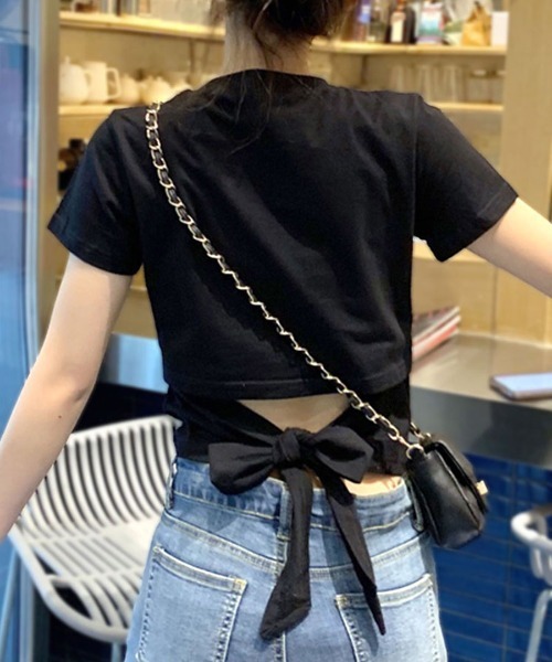 REMUR tシャツ さりげない肌見せがかわいい。ウエスト見せ バック
