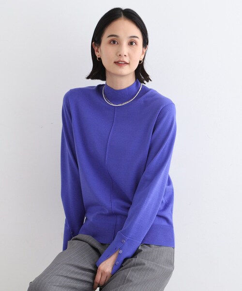 INDIVI ニット 「ウール100%」エクストラファインメリノ ハイネック 