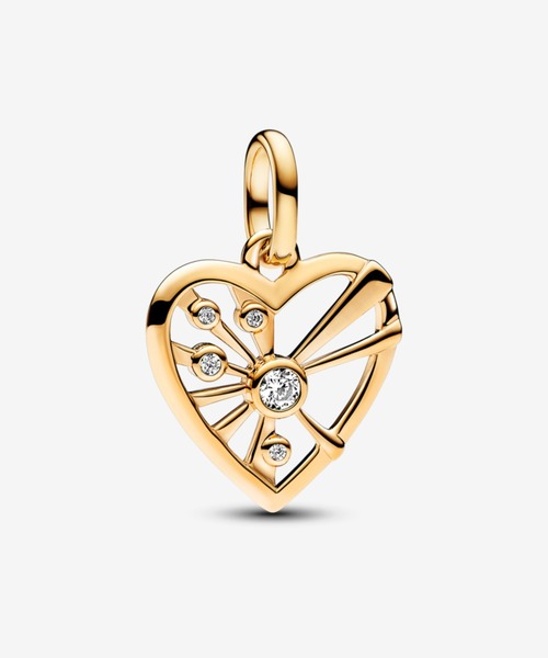 金色 ハート型チャーム pandora Beaded Open Heart Charm | Gold plated | Pandora US