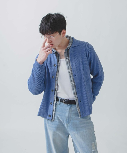 ZIP FIVE -White Line- カーディガン 「White Line」 リブ