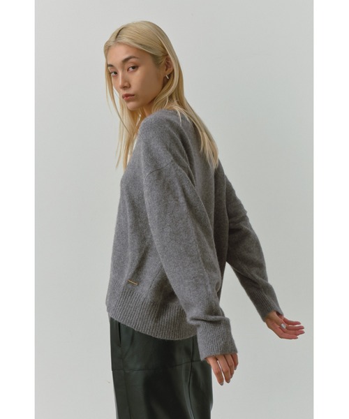 ALEXIA STAM - Basic Raccoon Knit Top グレー ALEXIA STAM（アリシアスタン） ニット セーター Basic Raccoon V Neck