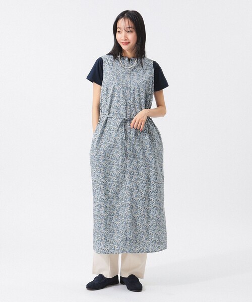 BEAMS BOY リバティプリントワンピース BEAMS BOY ワンピース リバティ スタンドカラー ロングスリーブ