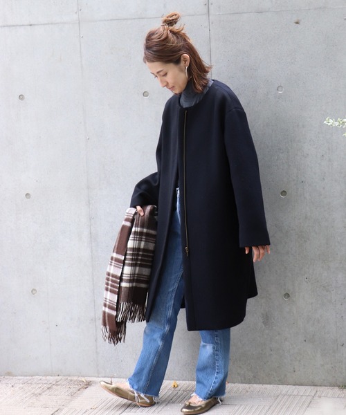 FRAMeWORK（フレームワーク） ノーカラーコート 36 ネイビー