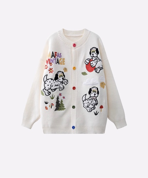 カーディガン Cheerful Applique Cardigan レディース