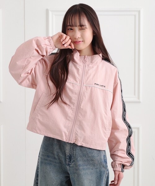り－★新品 ピンクラテ★ライン切り替えブルゾン 160 PINK-latte（ピンクラテ） ブルゾン アウター ロゴラインブルゾン