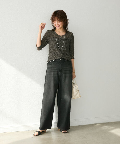 rive droite MONN （モン）　ルーズデニム　ブラック RIVE DROITE ジーンズ デニム デニムパンツ 「新色登場」「MONN