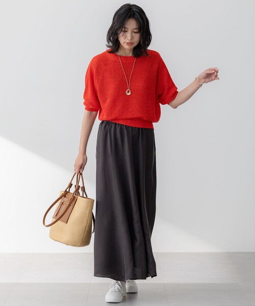 25SS／極美品 23区 ピュアリネン パフスリーブ ニット 杏さん着用 38 23区 ニット セーター 「杏さん着用」ピュアリネン パフスリーブ