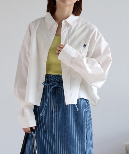 ブラウス シャツ 「BEVERLY HILLS POLO CLUB」クロップド レギュラーカラー シャツ レディース BEVERLY HILLS POLO CLUB ブラウス シャツ 「BEVERLY CLUB