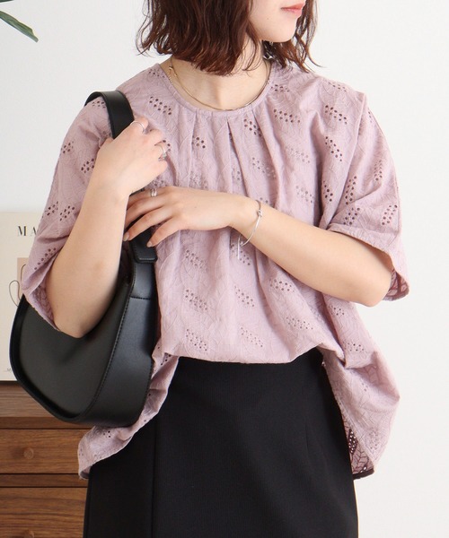 ブラウス シャツ EMAGO カクテル刺繍ブラウス レディース EMAGO 植物刺繍ﾌﾞﾗｳｽ（シャツ/ブラウス）｜Emago（イマゴ）の