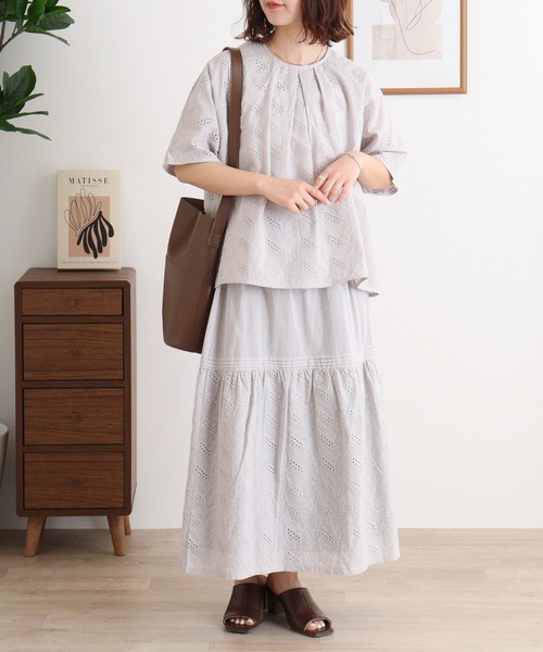 ブラウス シャツ EMAGO 透かし刺繍ドルマンブラウス レディース Emago ブラウス シャツ EMAGO 透かし刺繍ドルマンブラウス