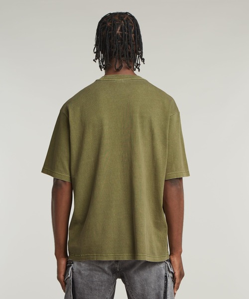 送料込★G-Star★Overdyed Center Chest Loose 半袖Tシャツ Overdyed Center Chest Loose T-Shirt | ミディアムブルー | G