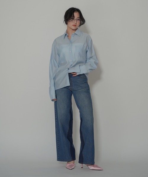 ブラウス シャツ バックオープン フィット アレンジ シャツ KINO THE KEI レディース KINO THE KEI ブラウス シャツ バックオープン フィット