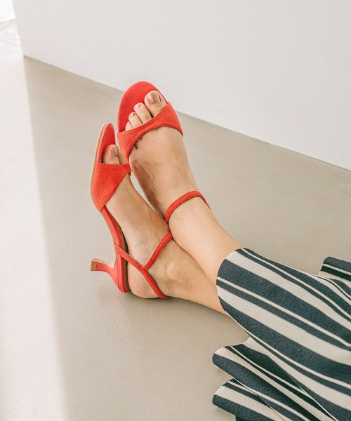 BAYFLOW サンダル 「片手で簡単着脱可♪」スエードアンクルストラップ