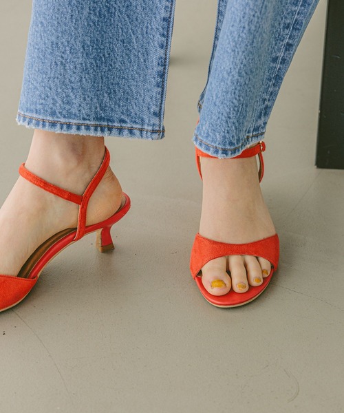 BAYFLOW サンダル 「片手で簡単着脱可♪」スエードアンクルストラップ