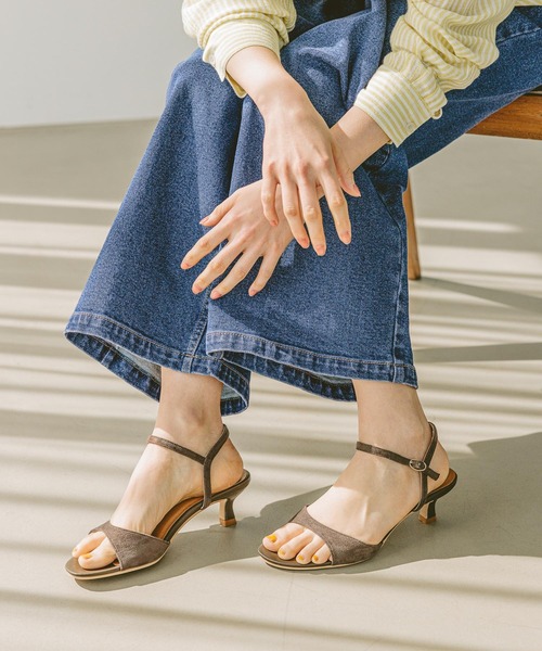 BAYFLOW サンダル 「片手で簡単着脱可♪」スエードアンクルストラップ