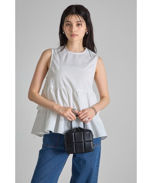 ブラウス シャツ ふくれジャガードWペプラムチュニック レディース