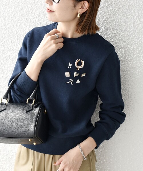 「SHIPS any」 スウェットカットソー ONE SIZE ネイビー レディース