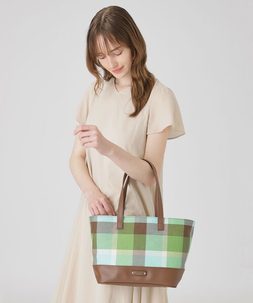 ※専用※BLUELABELCRESTBRIDGEチェックコットンリネントート クレストブリッジチェックコットンリネントート（バッグ）｜BLUE