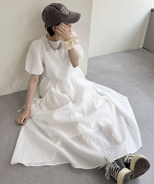 w closet ワンピース 「3色展開」バルーンスリーブワンピース