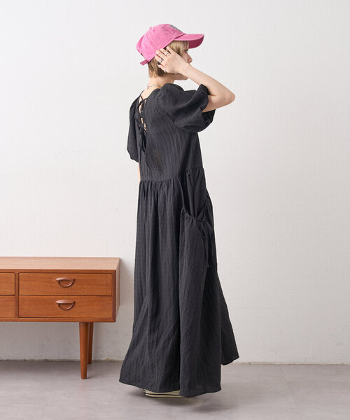 w closet ワンピース 「3色展開」バルーンスリーブワンピース