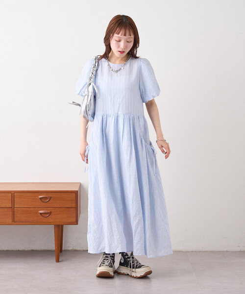 美品room306contemporary バルーンスリーブデザインワンピース room306 CONTEMPORARY / Balloon Sleeve Flare One-piece