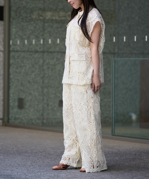 ブラウス シャツ エンボスレーストップス（セットアップ対応／1枚で映える主役級）／Embossed Lace Tops レディース THEODORIC.dy ブラウス シャツ エンボスレーストップス