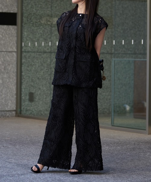 ブラウス シャツ エンボスレーストップス（セットアップ対応／1枚で映える主役級）／Embossed Lace Tops レディース THEODORIC.dy ブラウス シャツ エンボスレーストップス