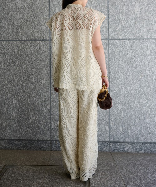 ブラウス シャツ エンボスレーストップス（セットアップ対応／1枚で映える主役級）／Embossed Lace Tops レディース THEODORIC.dy ブラウス シャツ エンボスレーストップス