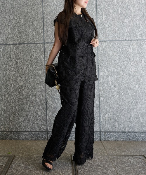 ブラウス シャツ エンボスレーストップス（セットアップ対応／1枚で映える主役級）／Embossed Lace Tops レディース THEODORIC.dy ブラウス シャツ エンボスレーストップス
