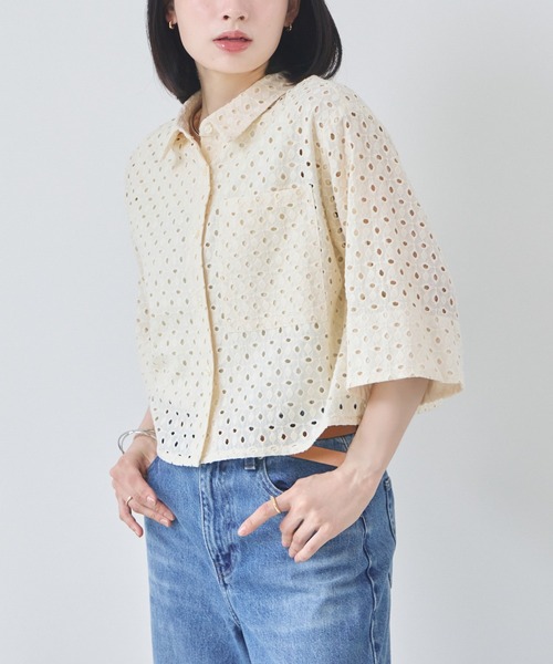 ブラウス シャツ 「KATHARINE ROSS」コットンカットワークシャツ レディース